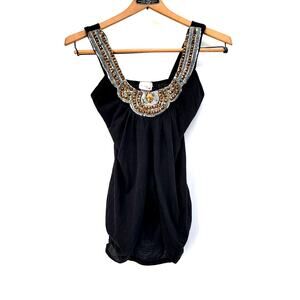 Y2K 00s beaded festival Sequined metallic Whimsigoth glamorous statement top XS